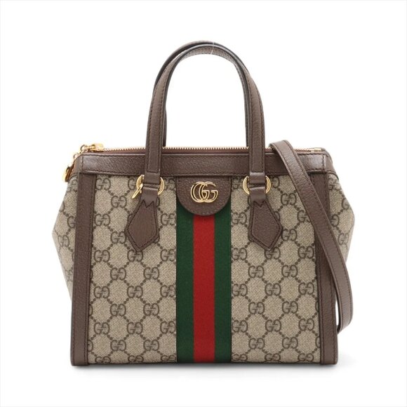 Gucci Handbags - Sold✅Gucci GG Supreme Ophidia PVCx leather 2 Way Handbag Beige x brown 547551